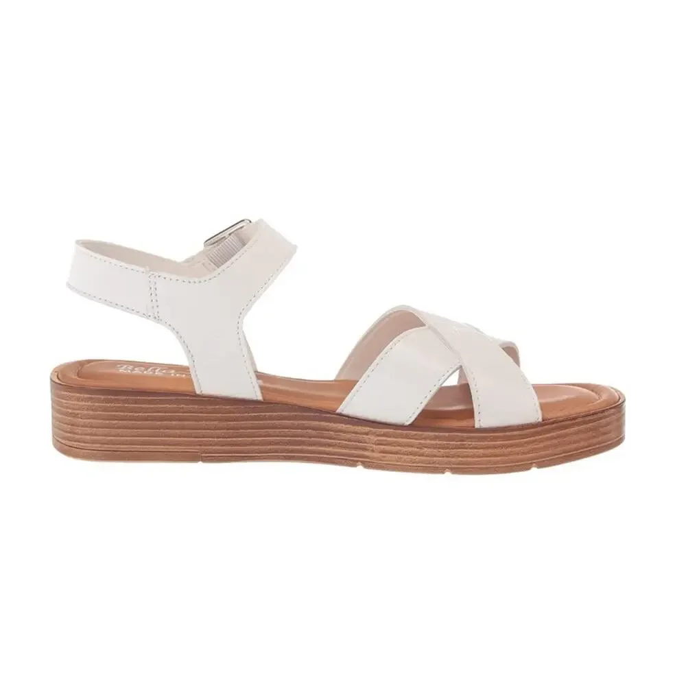 Bella Vita Women's Car-Italy Leather Wedge Sandals White Leather Size 7